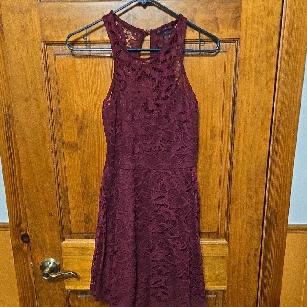 Material Girl Burgundy Lace Mini Dress